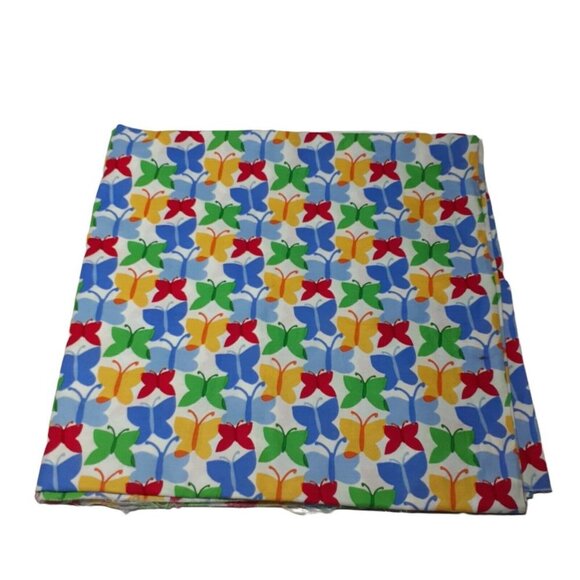 Cotton Sewing Fabric Colorful Butterflies Multi-Colored Spring 1 yd + 7" - Picture 2 of 6